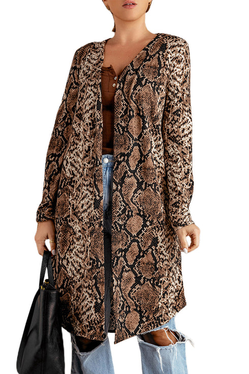 Print Colorblock Long Cardigan